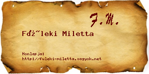 Füleki Miletta névjegykártya